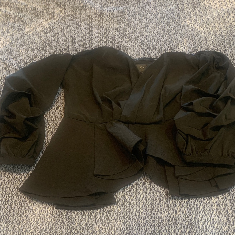 Gracia Black Ruched Sleeve Blazer